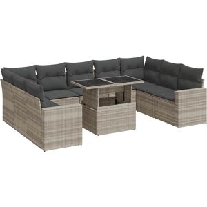 vidaXL Gartenmöbel-Set - Hellgrau - Sofa, Höhenverstellbarer Tisch vidaXL Gartenmöbel-Set - Hellgrau - Sofa, Höhenverstellbarer Tisch