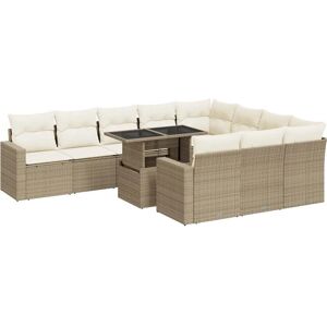 vidaXL 11-tlg. Garten-Sofagarnitur mit Kissen Beige vidaXL 11-tlg. Garten-Sofagarnitur mit Kissen Beige