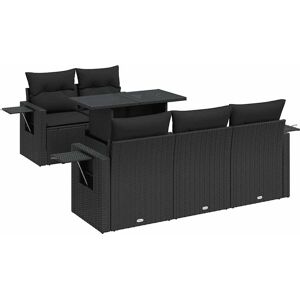 vidaXL Gartenlounge, 6-tlg. Garten-Sofagarnitur mit Kissen Schwarz Poly Rattan vidaXL Gartenlounge, 6-tlg. Garten-Sofagarnitur mit Kissen Schwarz Poly Rattan