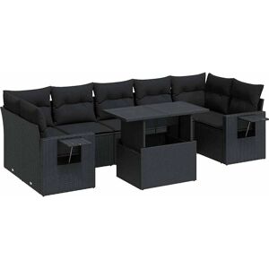 vidaXL 8-tlg. Garten-Sofagarnitur mit Kissen - Schwarz vidaXL 8-tlg. Garten-Sofagarnitur mit Kissen - Schwarz