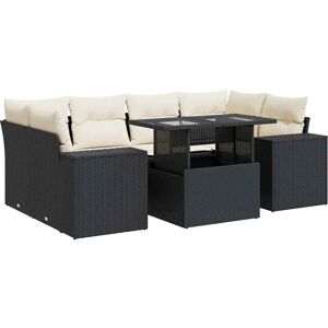 VidaXL 7-tlg. Garten-Sofagarnitur mit Kissen - Schwarz, Poly Rattan VidaXL 7-tlg. Garten-Sofagarnitur mit Kissen - Schwarz, Poly Rattan