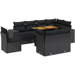 vidaXL 9-teilige Garten-Sofagarnitur Mit Kissen Schwarz - Gartenmöbel-Set vidaXL 9-teilige Garten-Sofagarnitur Mit Kissen Schwarz - Gartenmöbel-Set