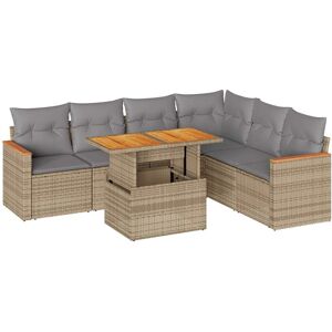vidaXL Utendørs Møbelsett - Beige og Grå - 7-Personer Garden Sovesett vidaXL Utendørs Møbelsett - Beige og Grå - 7-Personer Garden Sovesett