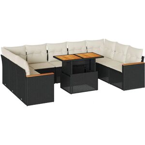 vidaXL Schwarz und Creme 10-teiliges Gartensofagarnitur - Outdoor Möbel vidaXL Schwarz und Creme 10-teiliges Gartensofagarnitur - Outdoor Möbel
