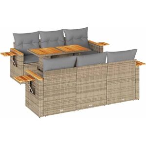 vidaXL Garden Sofa Set - Beige, 7 Pieces, Modular Outdoor Furniture vidaXL Garden Sofa Set - Beige, 7 Pieces, Modular Outdoor Furniture
