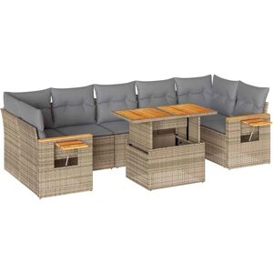 vidaXL Garden Sofa Set - 8 Piece, Beige Poly Rattan vidaXL Garden Sofa Set - 8 Piece, Beige Poly Rattan