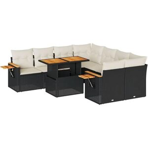 vidaXL Garden Sofa Set with Cushions - 9 Pieces, Black & Cream vidaXL Garden Sofa Set with Cushions - 9 Pieces, Black & Cream