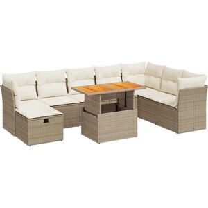 vidaXL 9-delt have-sofagruppe med puder - Beige Poly Rattan vidaXL 9-delt have-sofagruppe med puder - Beige Poly Rattan