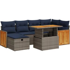 Vidaxl Acacia Black 7-Piece Garden Sofa Set - Garden Furniture Vidaxl Acacia Black 7-Piece Garden Sofa Set - Garden Furniture