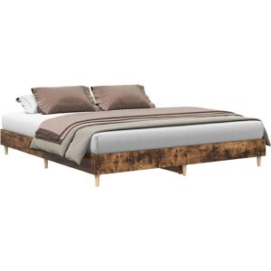 vidaXL Bed Frame - 200x200 cm - Rookeiken - Ondersteuning voor Matras vidaXL Bed Frame - 200x200 cm - Rookeiken - Ondersteuning voor Matras