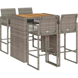 vidaXL Garden Bar Set - 5 Piece Gray Poly Rattan vidaXL Garden Bar Set - 5 Piece Gray Poly Rattan