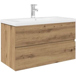 vidaXL Bathroom Wall-Mount Sink Cabinet - Brown & Integrated Faucet vidaXL Bathroom Wall-Mount Sink Cabinet - Brown & Integrated Faucet