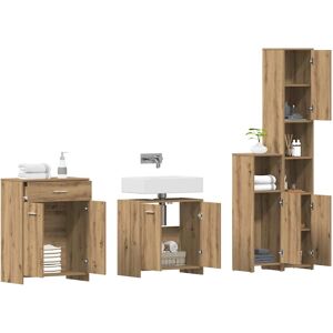 Vidaxl - 4 Piece Bathroom Furniture Set - Oak Vidaxl - 4 Piece Bathroom Furniture Set - Oak