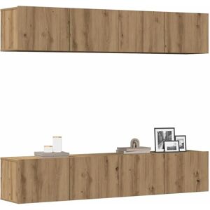 vidaXL TV Cabinet - Wall Mounted - 4 pcs - Artisan Oak - Modern Design vidaXL TV Cabinet - Wall Mounted - 4 pcs - Artisan Oak - Modern Design