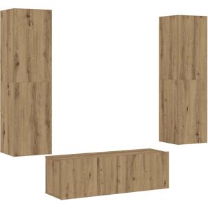 vidaXL Wall Mounted TV Cabinets 3 pcs Artisan Oak Engineered Wood - TV Cabinet vidaXL Wall Mounted TV Cabinets 3 pcs Artisan Oak Engineered Wood - TV Cabinet