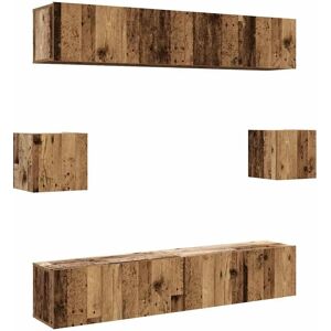 vidaXL Old Wood 6-Piece Wall-Mounted TV Set - TV Cabinet vidaXL Old Wood 6-Piece Wall-Mounted TV Set - TV Cabinet