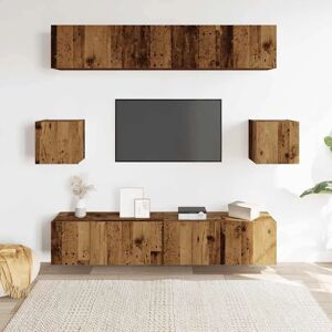 vidaXL Old Wood 6-Piece Wall-Mounted TV Set - TV Cabinet vidaXL Old Wood 6-Piece Wall-Mounted TV Set - TV Cabinet
