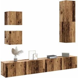 vidaXL 5 Piece Wall-mounted Old Wood TV Cabinet Set vidaXL 5 Piece Wall-mounted Old Wood TV Cabinet Set