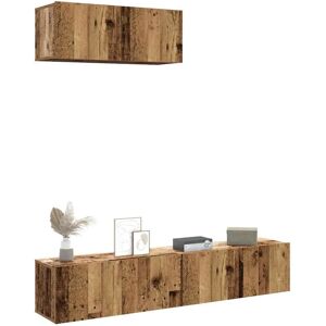 vidaXL Wall-mounted 3-Piece Old Wood TV Cabinet Set vidaXL Wall-mounted 3-Piece Old Wood TV Cabinet Set