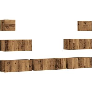 vidaXL 7 Piece Wall-mounted Old Wood TV Cabinet Set vidaXL 7 Piece Wall-mounted Old Wood TV Cabinet Set