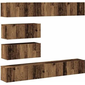 vidaXL 6 Piece Wall-mounted Old Wood TV Cabinet Set vidaXL 6 Piece Wall-mounted Old Wood TV Cabinet Set