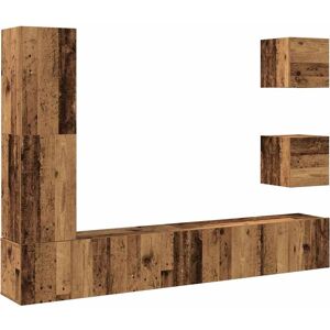 vidaXL 5 Piece Wall-mounted Old Wood TV Cabinet Set vidaXL 5 Piece Wall-mounted Old Wood TV Cabinet Set