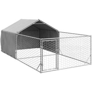 vidaXL Outdoor Dog Kennel with Run 5x2x1.5 m Galvanised Steel outdoor dog cage vidaXL Outdoor Dog Kennel with Run 5x2x1.5 m Galvanised Steel outdoor dog cage