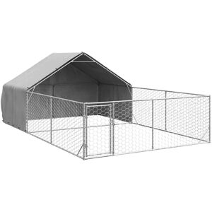 vidaXL Outdoor Dog Kennel with Run - 6x3x1.9 m, Galvanised Steel vidaXL Outdoor Dog Kennel with Run - 6x3x1.9 m, Galvanised Steel