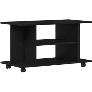 vidaXL TV Stand with Wheels Black Oak Look 80x40x45cm vidaXL TV Stand with Wheels Black Oak Look 80x40x45cm