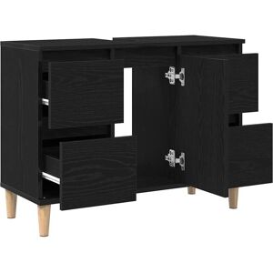 vidaXL Schwarzer Engineered Wood Waschtisch - Badezimmermöbel vidaXL Schwarzer Engineered Wood Waschtisch - Badezimmermöbel