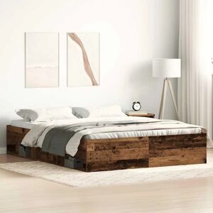 vidaXL Bed Frame with Storage - 150x200cm Wooden - Brown - Bed frame vidaXL Bed Frame with Storage - 150x200cm Wooden - Brown - Bed frame
