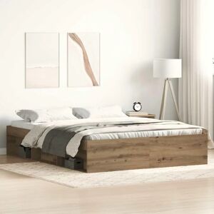 vidaXL Bed Frame without Mattress Artisan-Oak 150x200cm Wood Material Braun vidaXL Bed Frame without Mattress Artisan-Oak 150x200cm Wood Material Braun