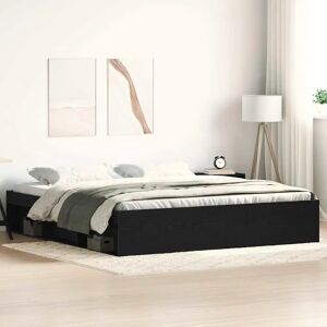 vidaXL Bed Frame Black Oak 200x200 cm - Bed Frame vidaXL Bed Frame Black Oak 200x200 cm - Bed Frame