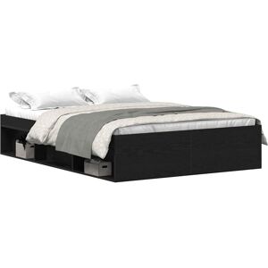 vidaXL Bedframe - 120x190 cm Zwart Eiken - Ruime Opbergruimte vidaXL Bedframe - 120x190 cm Zwart Eiken - Ruime Opbergruimte