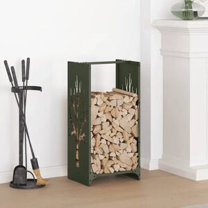 vidaXL Firewood Rack Olive Green 40x30x80 cm Cold Rolled Steel - Firewood Rack vidaXL Firewood Rack Olive Green 40x30x80 cm Cold Rolled Steel - Firewood Rack
