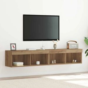 Vidaxl Cabinet de TV en Chêne Rustique avec Éclairage LED - Meuble TV - Publicité Vidaxl Cabinet de TV en Chêne Rustique avec Éclairage LED - Meuble TV - Publicité