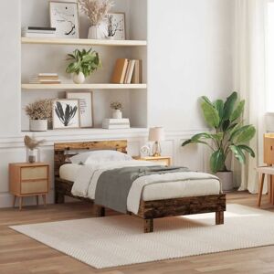 Cadre de Lit Rustique en Bois Vieilli 75x190 cm Cadre de Lit Rustique en Bois Vieilli 75x190 cm