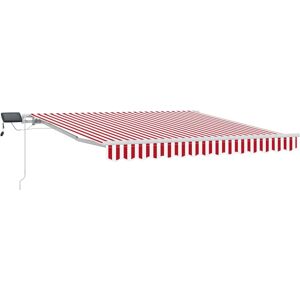 vidaXL Manual Retractable Awning - Red & White LED - Polyester 300x250cm vidaXL Manual Retractable Awning - Red & White LED - Polyester 300x250cm