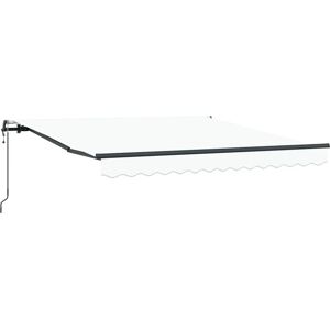 vidaXL White Polyester Retractable Awning - Retractable Awning vidaXL White Polyester Retractable Awning - Retractable Awning