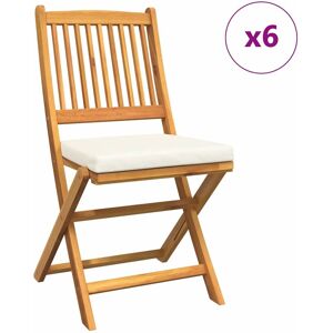 Vidaxl Houten Vouwtuinstoelen - 6 stuks, Wit/Crème/Bruin Vidaxl Houten Vouwtuinstoelen - 6 stuks, Wit/Crème/Bruin