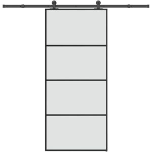 vidaXL Negru ESG Ușă glisantă din sticlă 90x205 cm - Ușă glisantă vidaXL Negru ESG Ușă glisantă din sticlă 90x205 cm - Ușă glisantă