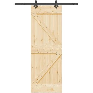 vidaXL Sliding Door with Hardware Set 70x210 cm Solid Wood Pine - Sliding Door vidaXL Sliding Door with Hardware Set 70x210 cm Solid Wood Pine - Sliding Door