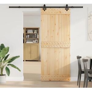 vidaXL Black Solid Pine Wood Sliding Door - Sliding Door vidaXL Black Solid Pine Wood Sliding Door - Sliding Door