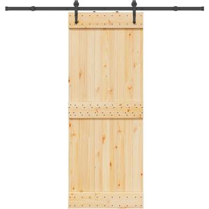 vidaXL Massivt grantræ skyvedør 80x210 cm - Pladsbesparende, Rustik vidaXL Massivt grantræ skyvedør 80x210 cm - Pladsbesparende, Rustik
