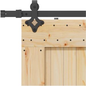 vidaXL 70x210 cm Solid Pine Wood Sliding Door with Black Hardware Set - Sliding Door vidaXL 70x210 cm Solid Pine Wood Sliding Door with Black Hardware Set - Sliding Door