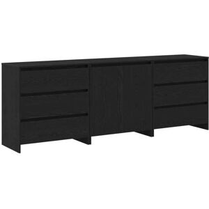 vidaXL Sideboard Set von 3 Schwarze Eiche Holzwerkstoff Mittel Black - Sideboard vidaXL Sideboard Set von 3 Schwarze Eiche Holzwerkstoff Mittel Black - Sideboard