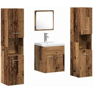 VidaXL Rustic Bathroom Furniture Set - 5 Pieces, Oak & Pine VidaXL Rustic Bathroom Furniture Set - 5 Pieces, Oak & Pine