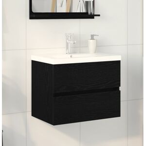 VidaXL Black Oak Wall-Mount Sink Cabinet - Bathroom Storage VidaXL Black Oak Wall-Mount Sink Cabinet - Bathroom Storage