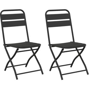 vidaXL Folding Garden Chairs - 2 pcs - Steel - Anthracite - 42x52x82 cm - Garden Furniture vidaXL Folding Garden Chairs - 2 pcs - Steel - Anthracite - 42x52x82 cm - Garden Furniture