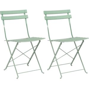 vidaXL Garden Chairs 2 pcs. Foldable Mint Green Steel - Garden Chairs vidaXL Garden Chairs 2 pcs. Foldable Mint Green Steel - Garden Chairs